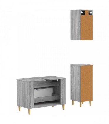 vidaXL 3 Piece Bathroom Cabinet Set DELFT Grey Sonoma Engineered Wood