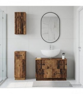 vidaXL 3 Piece Bathroom Cabinet Set HOORN Old Wood Engineered Wood