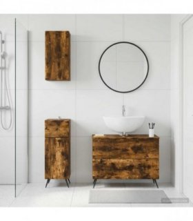 vidaXL 3 Piece Bathroom Cabinet Set BREDA Smoked Oak Engineered Wood