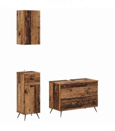 vidaXL 3 Piece Bathroom Cabinet Set BREDA Old Wood Engineered Wood
