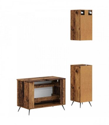 vidaXL 3 Piece Bathroom Cabinet Set BREDA Old Wood Engineered Wood