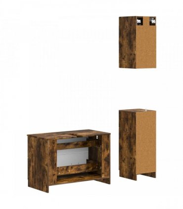 vidaXL 3 Piece Bathroom Cabinet Set UTRECHT Smoked Oak Engineered Wood
