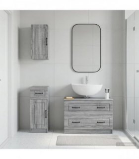 vidaXL 3 Piece Bathroom Cabinet Set UTRECHT Grey Sonoma