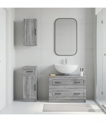 vidaXL 3 Piece Bathroom Cabinet Set UTRECHT Grey Sonoma