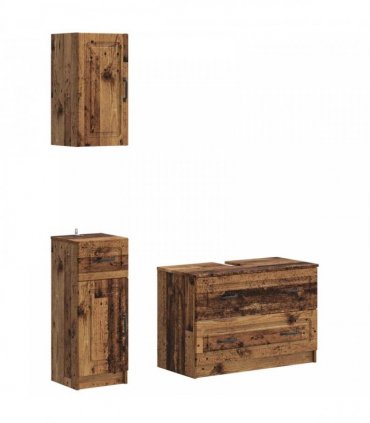 vidaXL 3 Piece Bathroom Cabinet Set UTRECHT Old Wood Engineered Wood