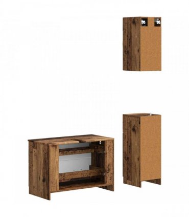 vidaXL 3 Piece Bathroom Cabinet Set UTRECHT Old Wood Engineered Wood