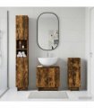 vidaXL 3 Piece Bathroom Cabinet Set EDE Smoked Oak Engineered Wood
