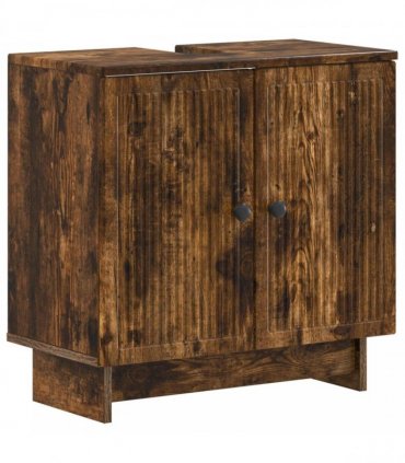 vidaXL 3 Piece Bathroom Cabinet Set EDE Smoked Oak Engineered Wood