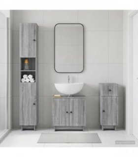 vidaXL 3 Piece Bathroom Cabinet Set EDE Grey Sonoma Engineered Wood
