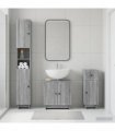vidaXL 3 Piece Bathroom Cabinet Set EDE Grey Sonoma Engineered Wood