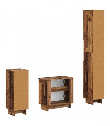 vidaXL 3 Piece Bathroom Cabinet Set EDE Old Wood Engineered Wood