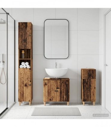 vidaXL 3 Piece Bathroom Cabinet Set ALKMAAR Old Wood Engineered Wood