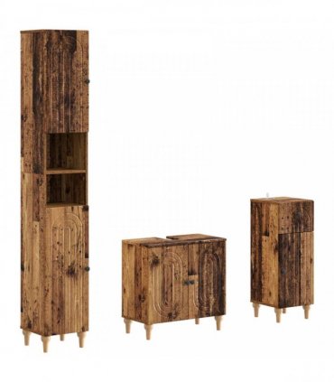 vidaXL 3 Piece Bathroom Cabinet Set ALKMAAR Old Wood Engineered Wood