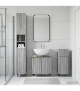 vidaXL 3 Piece Bathroom Cabinet Set ZWOLLE Grey Sonoma Engineered Wood
