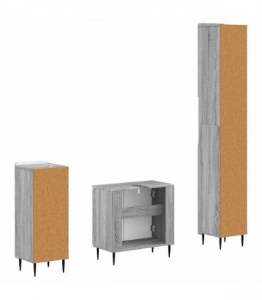 vidaXL 3 Piece Bathroom Cabinet Set ZWOLLE Grey Sonoma Engineered Wood