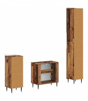 vidaXL 3 Piece Bathroom Cabinet Set ZWOLLE Old Wood Engineered Wood