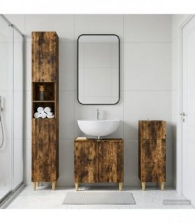 vidaXL 3 Piece Bathroom Cabinet Set ARNHEM Smoked Oak Engineered Wood