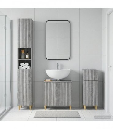 vidaXL 3 Piece Bathroom Cabinet Set ARNHEM Grey Sonoma Engineered Wood