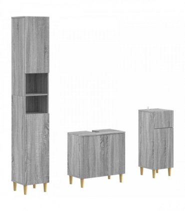 vidaXL 3 Piece Bathroom Cabinet Set ARNHEM Grey Sonoma Engineered Wood