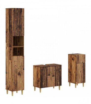 vidaXL 3 Piece Bathroom Cabinet Set ARNHEM Old Wood Engineered Wood