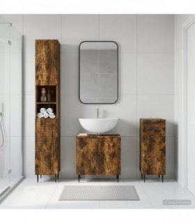 vidaXL 3 Piece Bathroom Cabinet Set HAARLEM Smoked Oak Engineered Wood