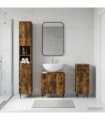 vidaXL 3 Piece Bathroom Cabinet Set HAARLEM Smoked Oak Engineered Wood