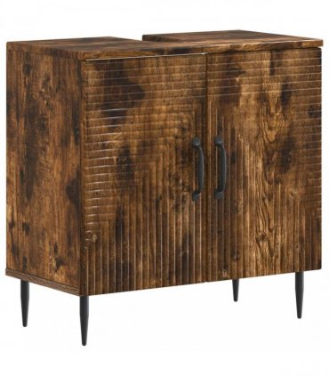 vidaXL 3 Piece Bathroom Cabinet Set HAARLEM Smoked Oak Engineered Wood