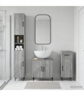vidaXL 3 Piece Bathroom Cabinet Set HAARLEM Grey Sonoma