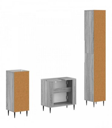 vidaXL 3 Piece Bathroom Cabinet Set HAARLEM Grey Sonoma