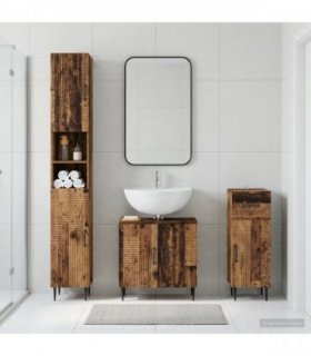 vidaXL 3 Piece Bathroom Cabinet Set HAARLEM Old Wood Engineered Wood