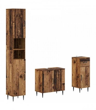 vidaXL 3 Piece Bathroom Cabinet Set HAARLEM Old Wood Engineered Wood