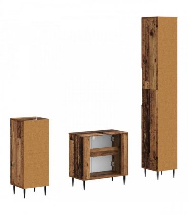 vidaXL 3 Piece Bathroom Cabinet Set HAARLEM Old Wood Engineered Wood