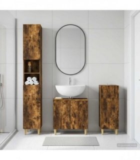 vidaXL 3 Piece Bathroom Cabinet Set DELFT Smoked Oak Engineered Wood