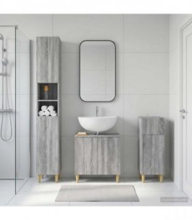 vidaXL 3 Piece Bathroom Cabinet Set DELFT Grey Sonoma Engineered Wood