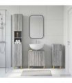 vidaXL 3 Piece Bathroom Cabinet Set DELFT Grey Sonoma Engineered Wood