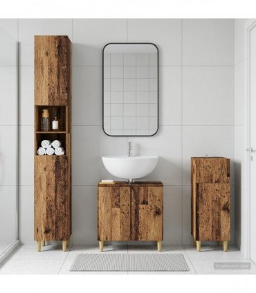 vidaXL 3 Piece Bathroom Cabinet Set DELFT Old Wood Engineered Wood