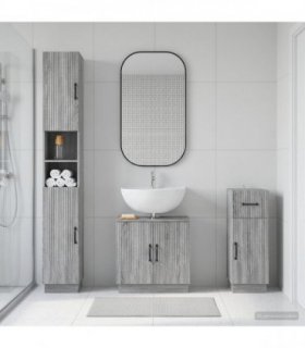 vidaXL 3 Piece Bathroom Cabinet Set HOORN Grey Sonoma Engineered Wood