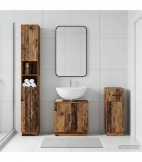 vidaXL 3 Piece Bathroom Cabinet Set HOORN Old Wood Engineered Wood
