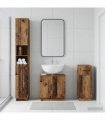 vidaXL 3 Piece Bathroom Cabinet Set HOORN Old Wood Engineered Wood