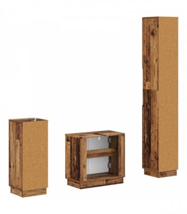 vidaXL 3 Piece Bathroom Cabinet Set HOORN Old Wood Engineered Wood