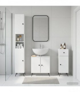 vidaXL 3 Piece Bathroom Cabinet Set BREDA High Gloss White