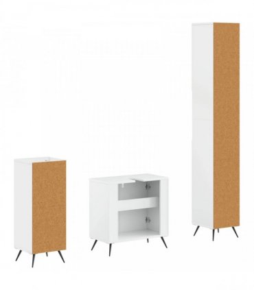 vidaXL 3 Piece Bathroom Cabinet Set BREDA High Gloss White