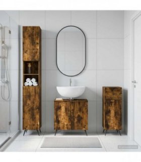 vidaXL 3 Piece Bathroom Cabinet Set BREDA Smoked Oak Engineered Wood