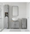 vidaXL 3 Piece Bathroom Cabinet Set BREDA Grey Sonoma Engineered Wood