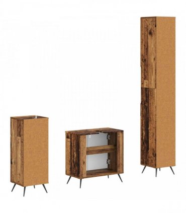 vidaXL 3 Piece Bathroom Cabinet Set BREDA Old Wood Engineered Wood