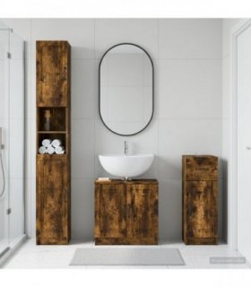 vidaXL 3 Piece Bathroom Cabinet Set UTRECHT Smoked Oak Engineered Wood