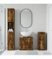 vidaXL 3 Piece Bathroom Cabinet Set UTRECHT Smoked Oak Engineered Wood