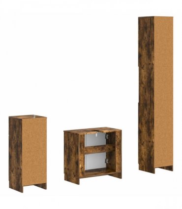 vidaXL 3 Piece Bathroom Cabinet Set UTRECHT Smoked Oak Engineered Wood