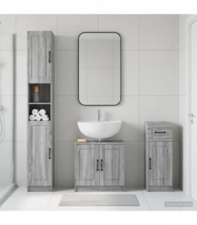 vidaXL 3 Piece Bathroom Cabinet Set UTRECHT Grey Sonoma