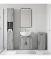 vidaXL 3 Piece Bathroom Cabinet Set UTRECHT Grey Sonoma